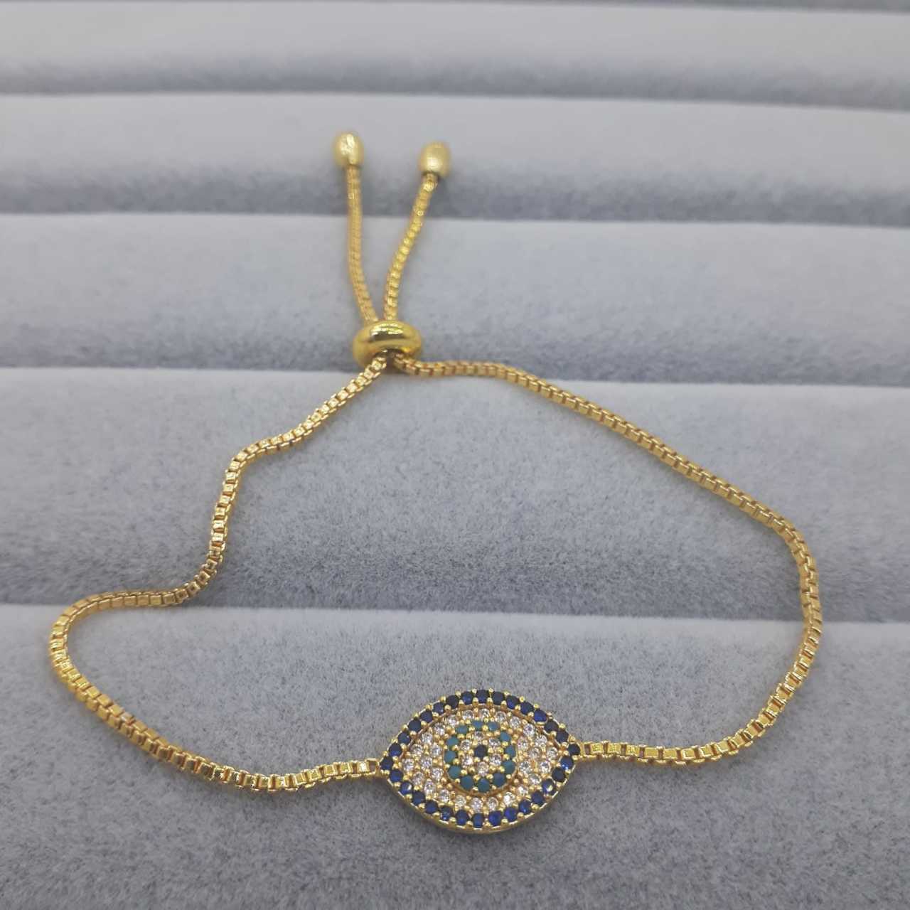 Nazar Göz Desenli Zirkon Taşlı Asansörlü Bileklik