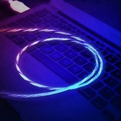 Renkli Akan Led  Işıklı Şarj Kablosu 1 mt
