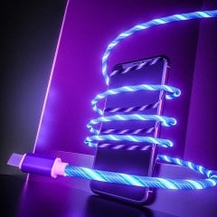 Renkli Akan Led  Işıklı Şarj Kablosu 1 mt