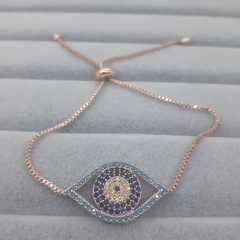 Nazar Göz Desenli Zirkon Taşlı Asansörlü Bileklik