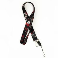 Siyah Mickey Minnie Mouse Boyun Askı İpi Telefon Askısı Yaka Kartı