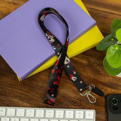 Siyah Mickey Minnie Mouse Boyun Askı İpi Telefon Askısı Yaka Kartı