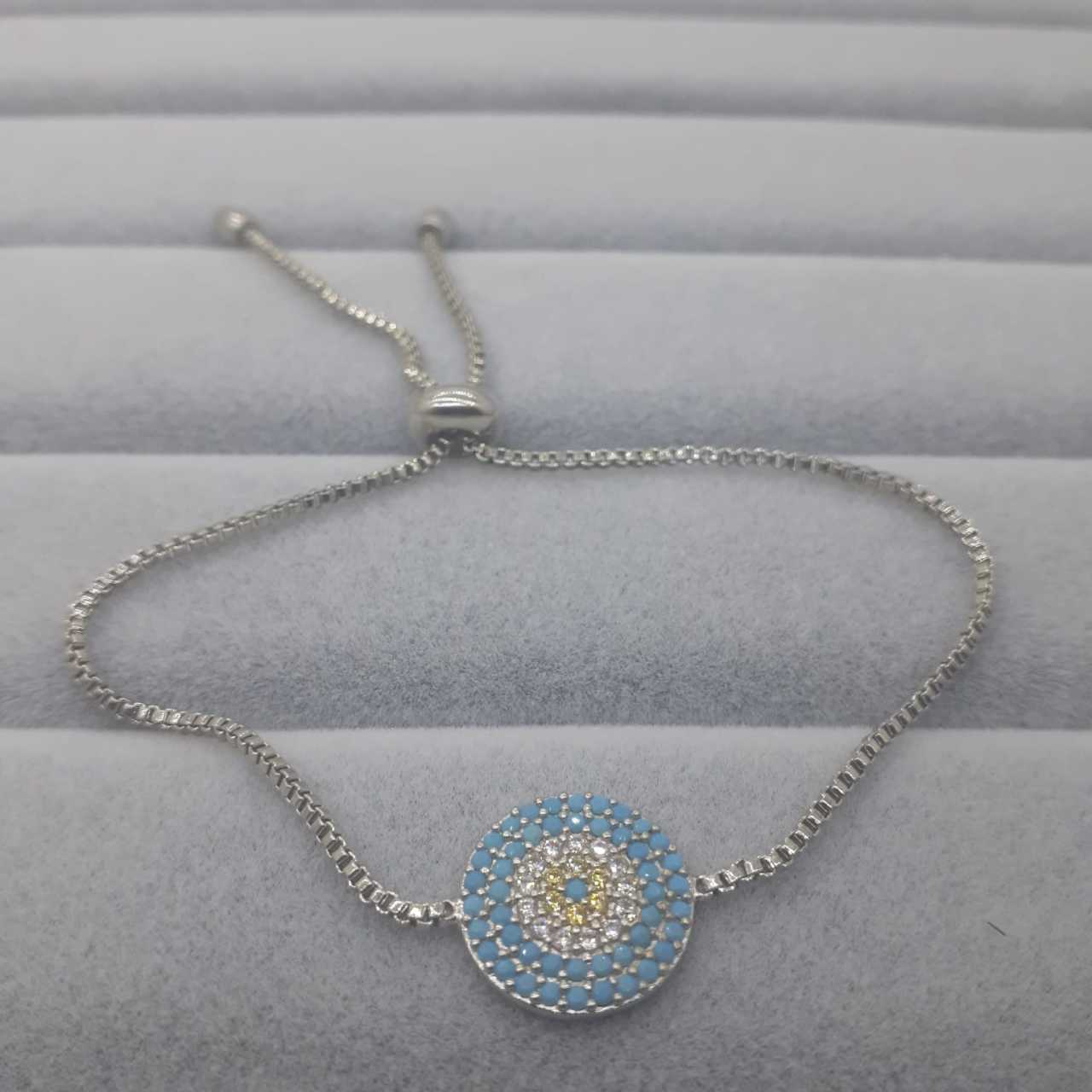 Nazar Lüks Zirkon Taşlı Asansörlü Bileklik