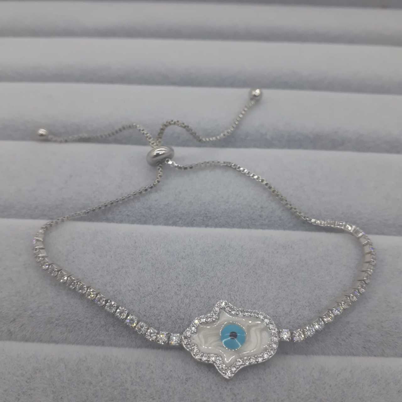 Nazar Boncuğu Lüks Zirkon Taşlı Asansörlü Bileklik