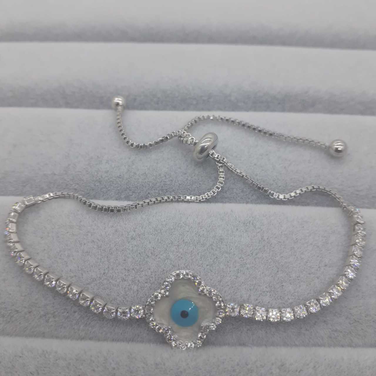 Nazar Boncuğu Lüks Zirkon Taşlı Asansörlü Bileklik