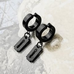 Sıkıştırmalı Jilet Tasarım Çelik Erkek Küpe 2 Adet