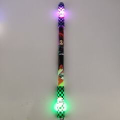 Anime Demon Slayer Tanjiro Kamado Kimetsu No Yaiba İblis Avcısı Renkli Işıklı Led Tükenmez Kalem