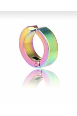 Sıkıştırmalı Kalın Halka Çelik Küpe Kadın Erkek Unısex Renkli 2 Adet