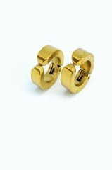 Gold Çelik Sıkıştırmalı Küpe Deliksiz Kulaklara Kadın Erkek Unısex 2 Adet