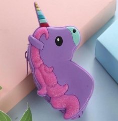 Fermuarlı Unicorn Tasarım Cüzdan Mor