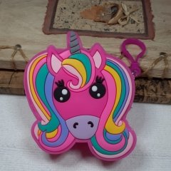 Unicorn Tasarım Silikon Mini Cüzdan Pembe
