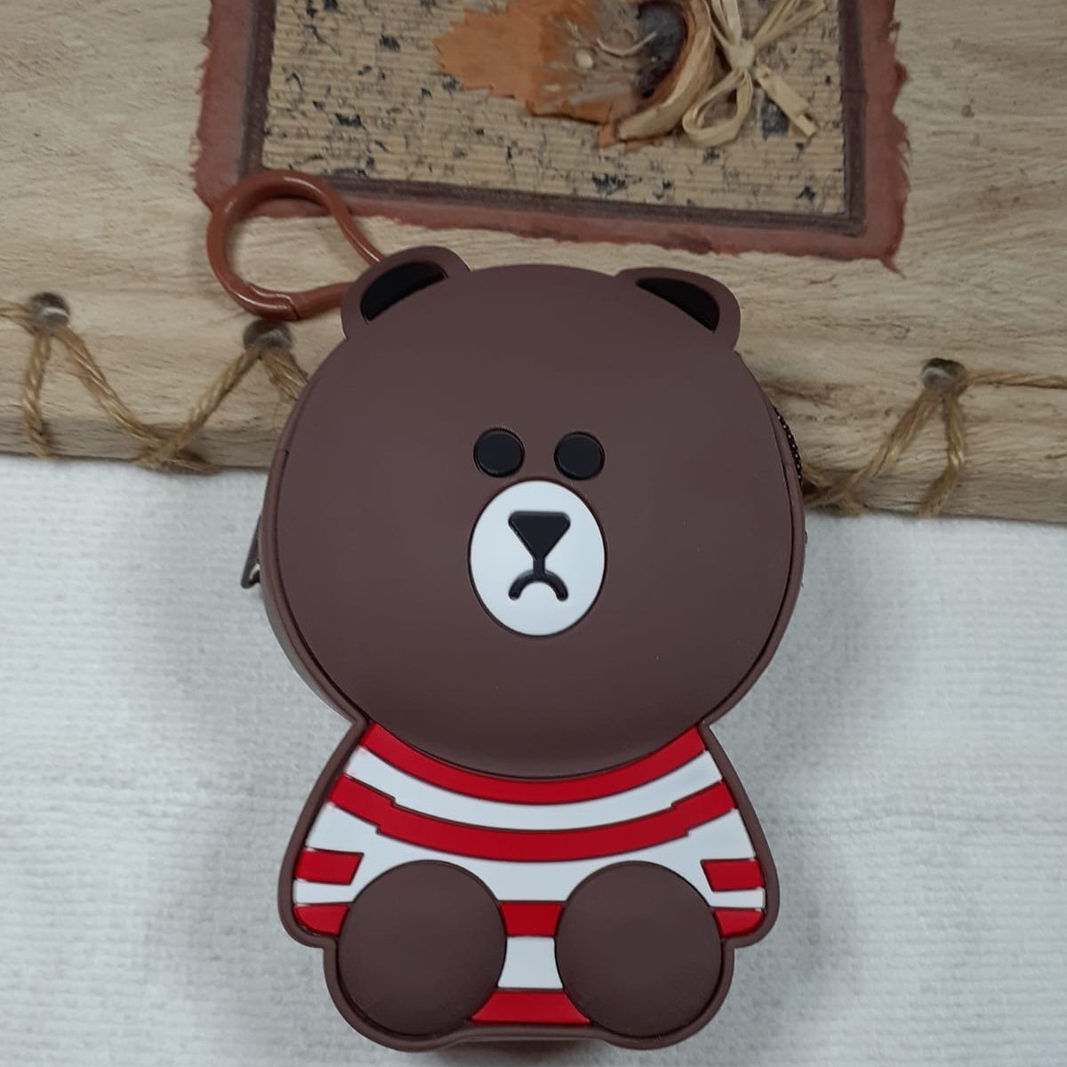 Sevimli Ayı Tasarım Cüzdan Kırmızı-Beyaz