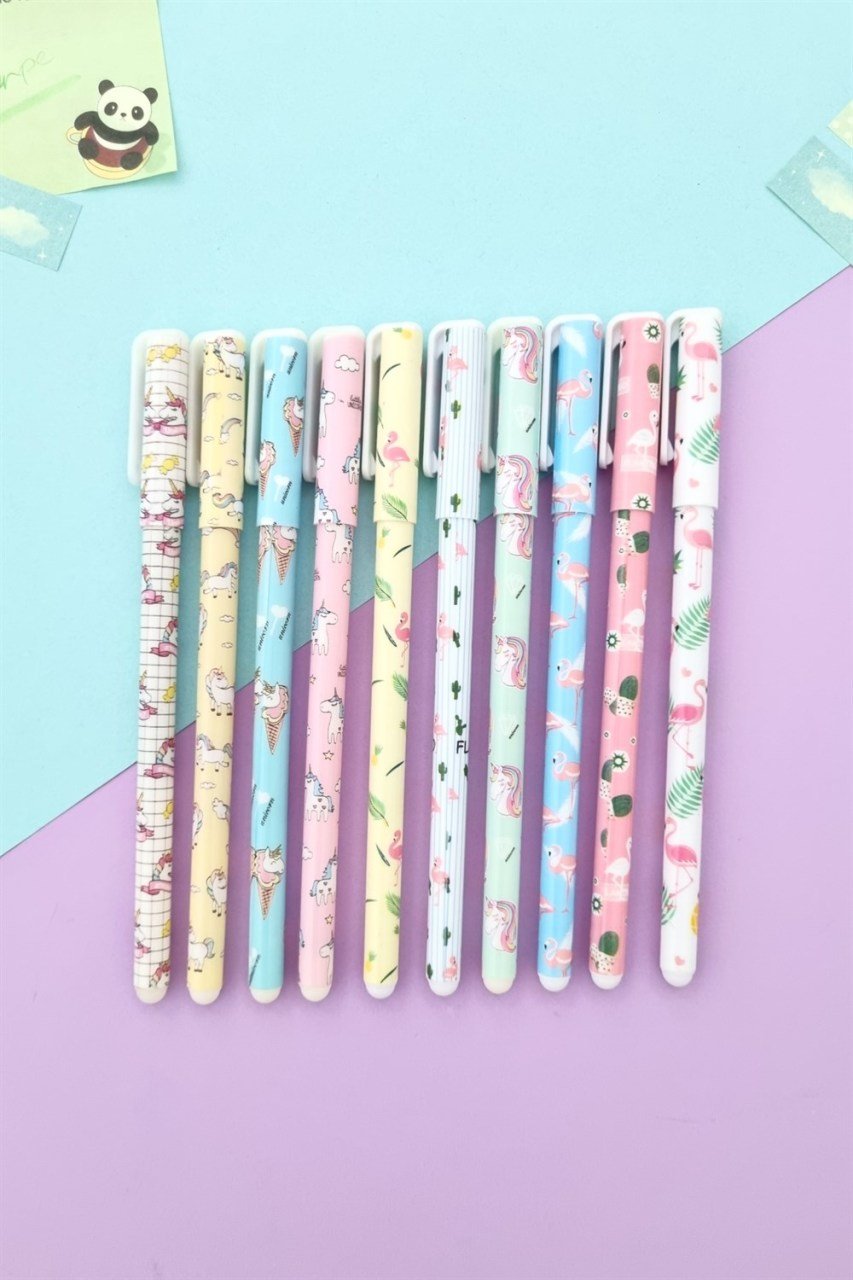 Unicorn-Flamingo-Kaktüs 10'lu Tükenmez Kalem Seti