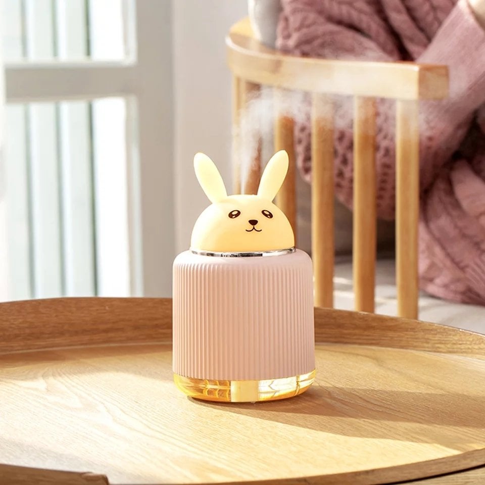 Led Işıklı Sevimli Tavşan Hava Nemlendiricili Gece Lambası