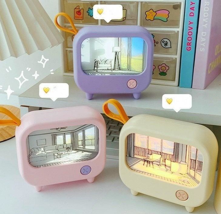 Toptan Sevimli TV Şeklinde 2 Modlu Boyama Masa Lambası