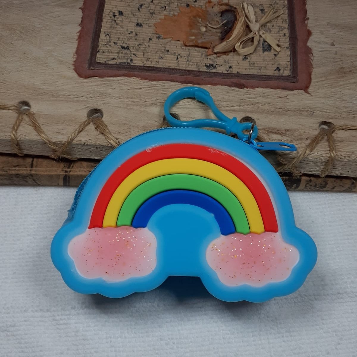 Silikon Gökkuşağı Anahtarlık Cüzdan Mavi