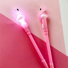 Sevimli Işıklı Flamingo Mürekkep Kalem