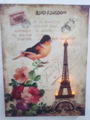 Eyfel Kulesi Kuş Işıklı Kanvas Tablo 30x40 Cm