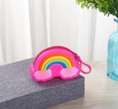 Silikon Gökkuşağı Anahtarlık Cüzdan Pembe