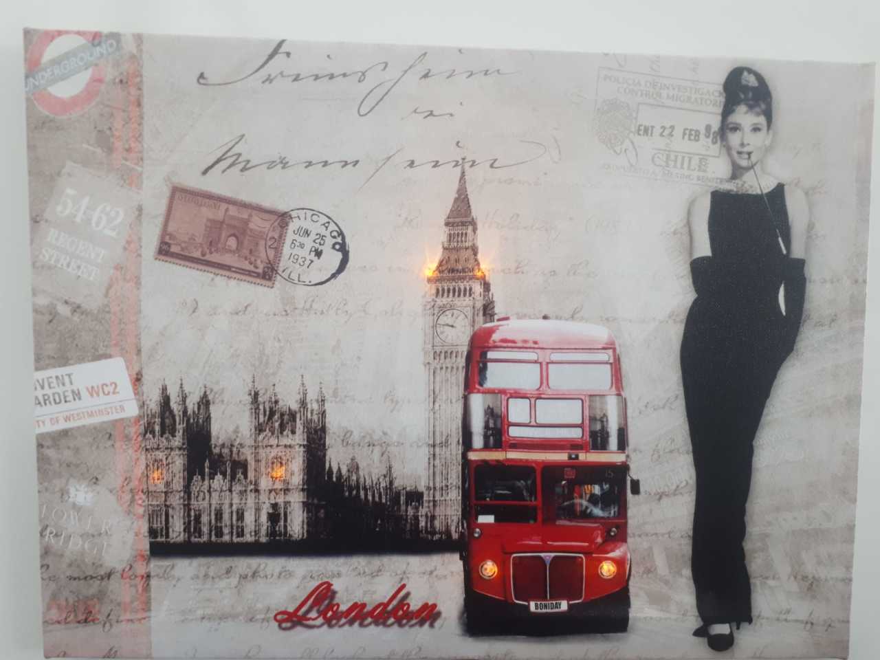 Londra Saat Kulesi Tasarım Işıklı Kanvas Tablo 30x40 Cm