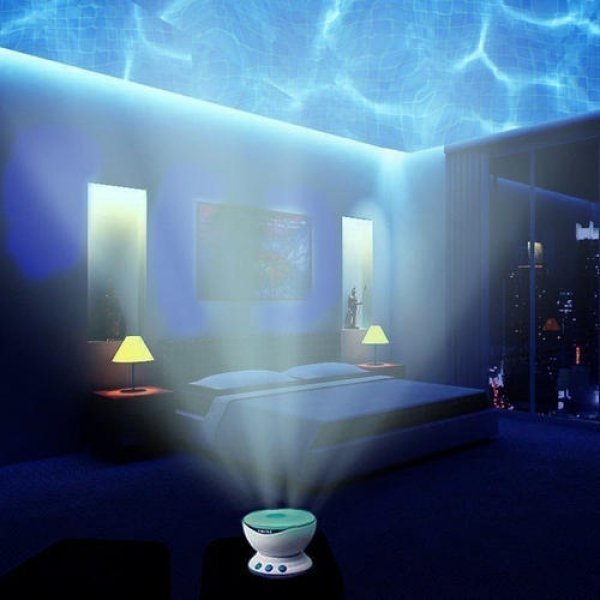 Dalga Görünümlü Okyanus Gece Lambası Projeksiyon Hoparlör Lamba