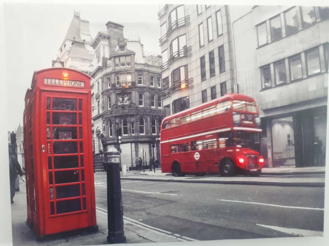 Londra Telefon Kulübesi Işıklı Kanvas Tablo 30x40 Cm