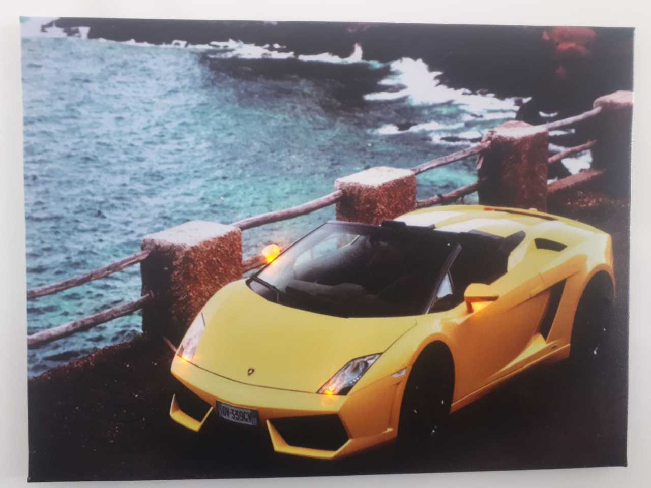 Lamborghini Spor Araba Işıklı Kanvas Tablo 30x40 Cm