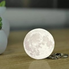 3D Moon Lamba Işıklı Ay Anahtarlık