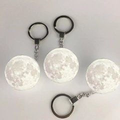3D Moon Lamba Işıklı Ay Anahtarlık