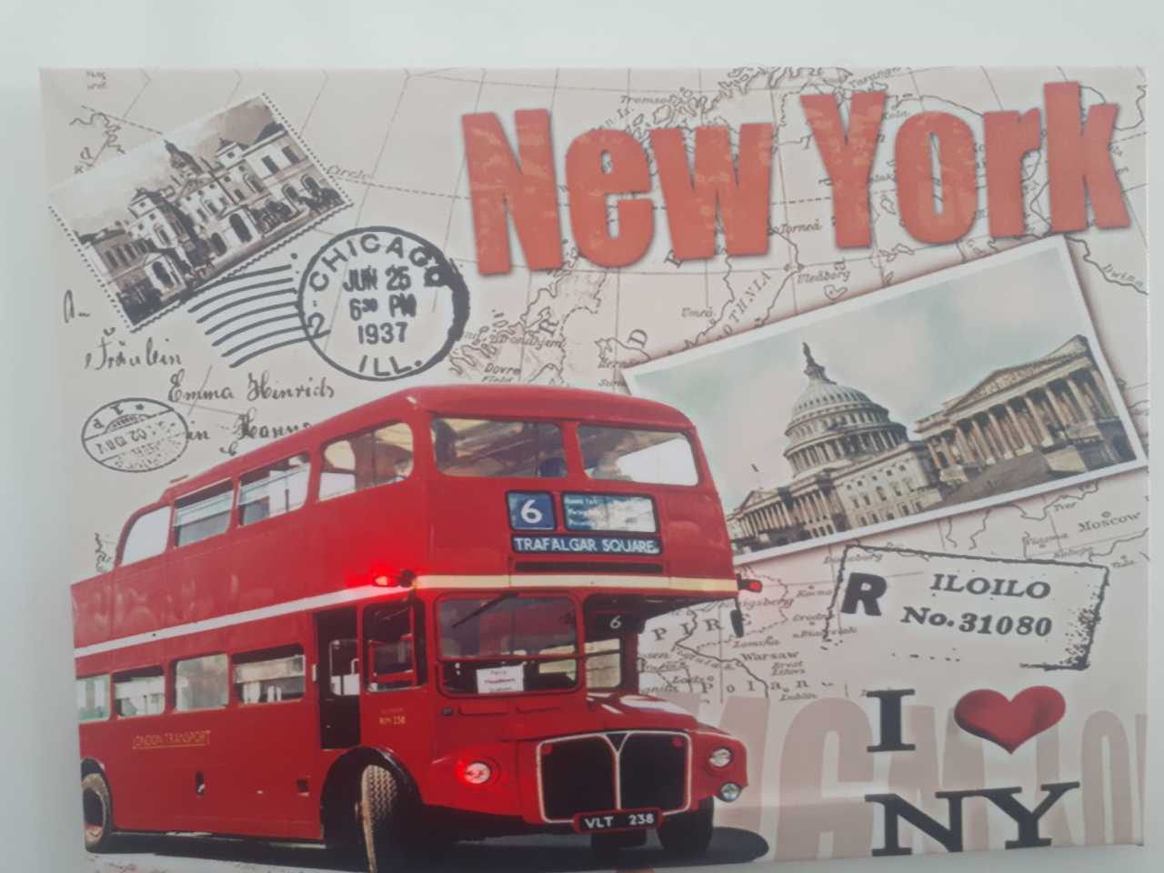 New York Tasarım Işıklı Kanvas Tablo 30x40 Cm