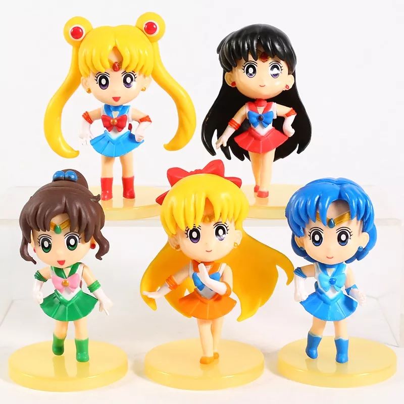 Anime Sailor Moon 5 Adet Figür Set Ay Savaşçısı Usagi Tsukino Rei Hino Ami Mizuno Makoto Kino Minako Aino Figürleri
