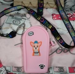 Dog Pembe Silikon Dokulu Omuz Askılı Çanta