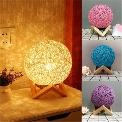Rattan Ay Işığı Küre Yansıtmalı Masa Lambası
