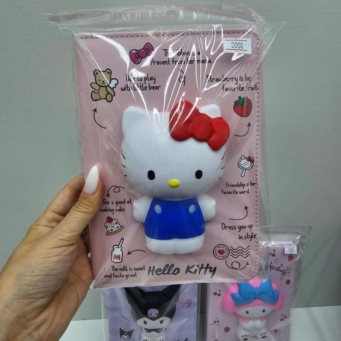 Kuromi, MyMelody, Hello Kitty Sukuşi Kabartmalı, 80 yaprak Defter, Çizgili
