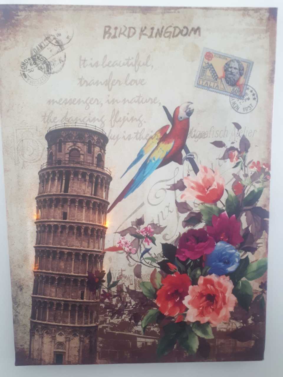 İtalya Pisa Kulesi Tasarım Işıklı Kanvas Tablo 30x40 Cm