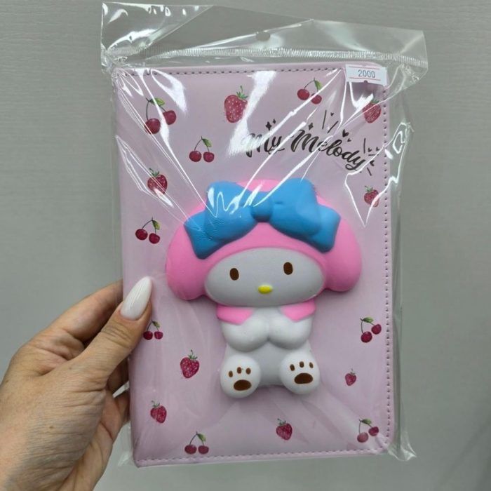 Kuromi, MyMelody, Hello Kitty Sukuşi Kabartmalı, 80 yaprak Defter, Çizgili