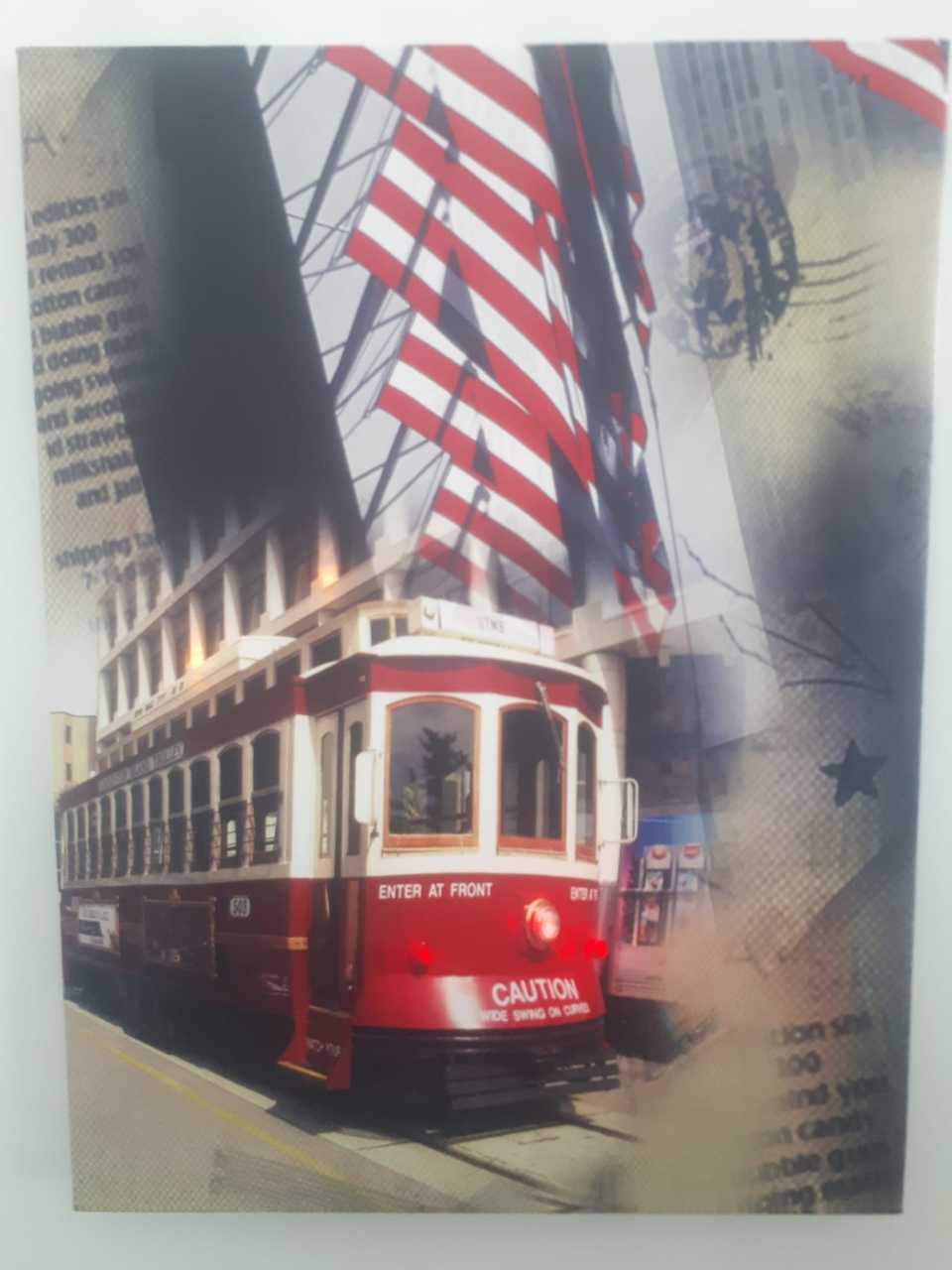 Dekoratif Tramvay Işıklı Kanvas Tablo 30x40 Cm