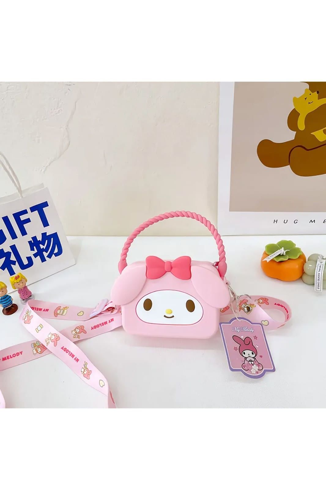 Sanrio Kawaii Kuromi Omuz Askılı Çocuk Silikon Çanta Cüzdan Ayarlanabilir My Melody Çanta
