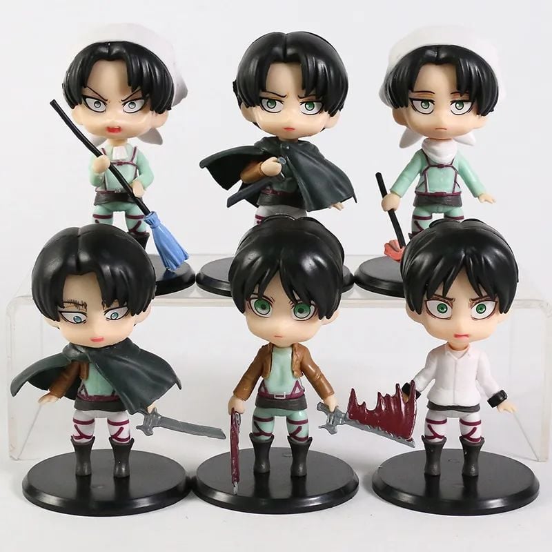 Attack On Titan 6 Adet Figür Set Levi Ackerman Eren Yeager Figürleri