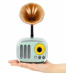 Nostaljik Mini Radyo Gramofon Bluetooth/Radyo/USB/SD Bluetooth Hoparlör Siyah