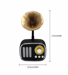 Nostaljik Mini Radyo Gramofon Bluetooth/Radyo/USB/SD Bluetooth Hoparlör Siyah