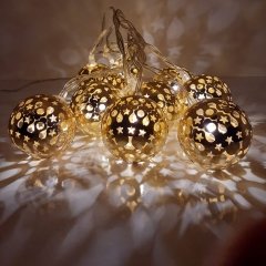Metal Top Işık Zinciri Şerit Led 10 lu Gold