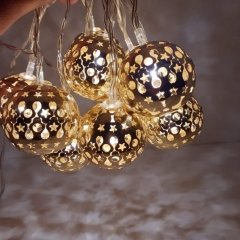 Metal Top Işık Zinciri Şerit Led 10 lu Gold