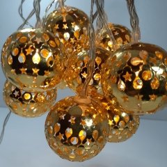 Metal Top Işık Zinciri Şerit Led 10 lu Gold