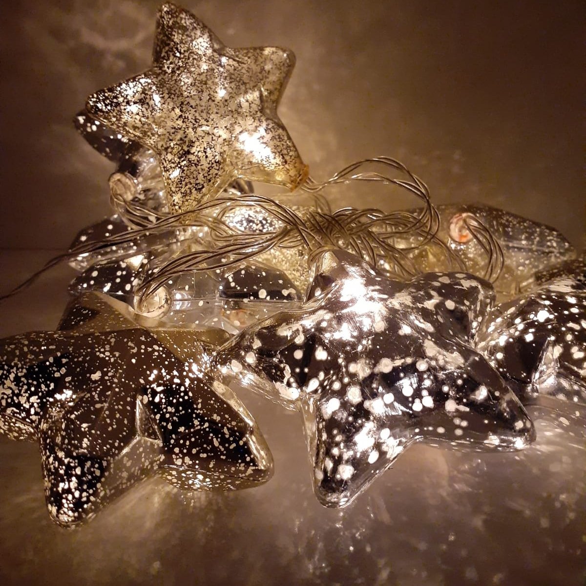 Gold Gri Parlayan Yıldız Şerit Led Işık