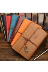 Eskitme Sayfa Deri Kaplı Ajanda Günlük Anı Ve Not Defteri