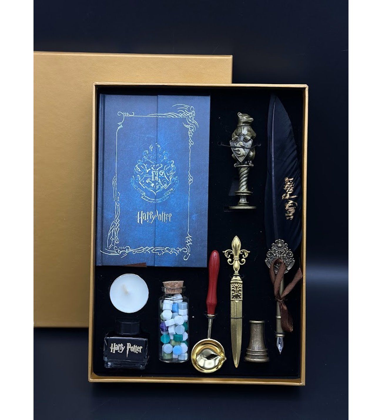 Harry Potter Kalem Seti Tüylü Mühürlü Divit Seti Hediyelik Divit Defterli