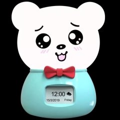 Sevimli Ayı Bluetooth Hoparlörlü Dokunmatik Şarjlı Renk Değiştiren Saat Gece Lambası