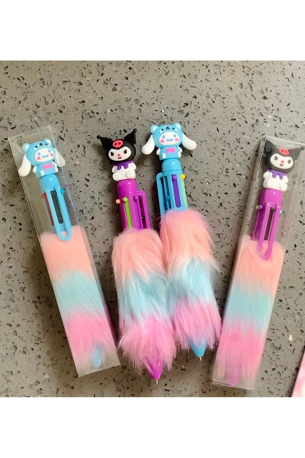 6 Renk Tüylü Tükenmez Kalem Kuromi , Cinnamoroll , My Melody .Pompompurin, Pochacco