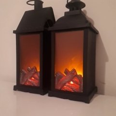 Nostaljik Görünümlü Led Alev Efektli Şömine Fener